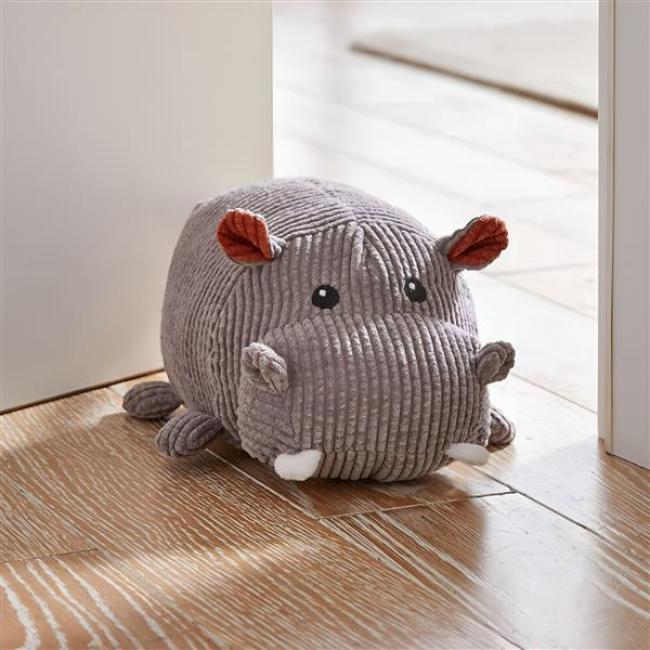 Preview: Türstopper "Hippo" aus Stoff, schwer, Türhalter Nilpferd, Boden Türpuffer, Türfeststeller Tier, Fensterstopper