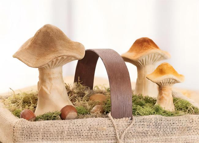 3x Pilz "Natural" aus Holz, große Dekopilze, 7 10 14 cm hoch, Dekofigur Pilzset, Herbstdeko Pilze, Pilzdeko