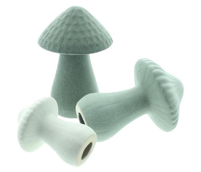Preview: 3x Pilz "Grün" aus Porzellan, Herbstdeko 8 + 12 cm hoch, große Dekopilze, Dekofigur Pilzset, Pilze, Pilzdeko