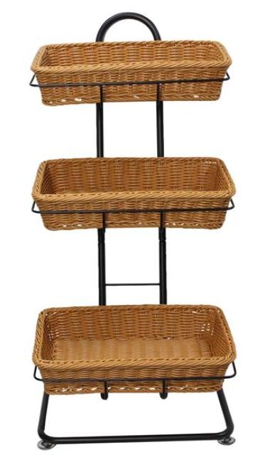 Preview: Metall Korbständer inkl. 3 Körbe aus Polyrattan, Verkaufsständer, Korb Etagere, Obstkorb, Gemüsekorb, Ordnungsregal