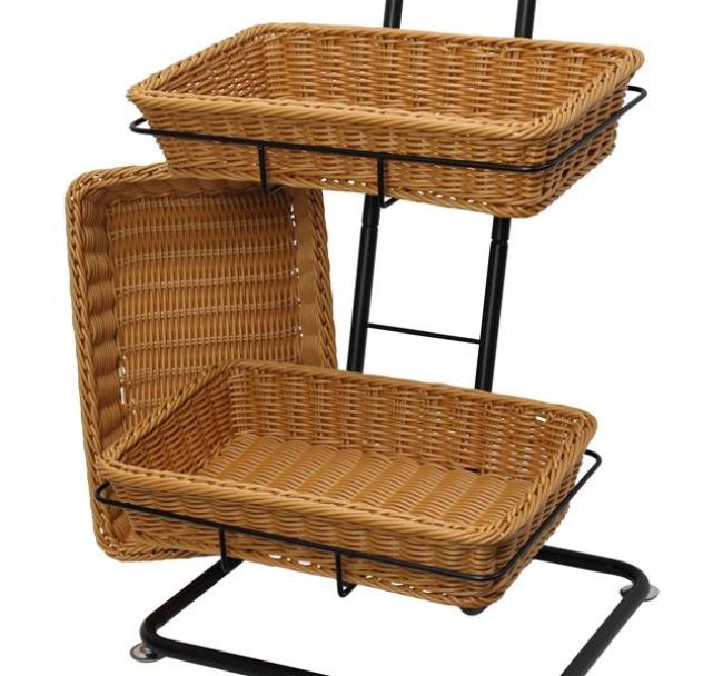 Metall Korbständer inkl. 3 Körbe aus Polyrattan, Verkaufsständer, Korb Etagere, Obstkorb, Gemüsekorb, Ordnungsregal