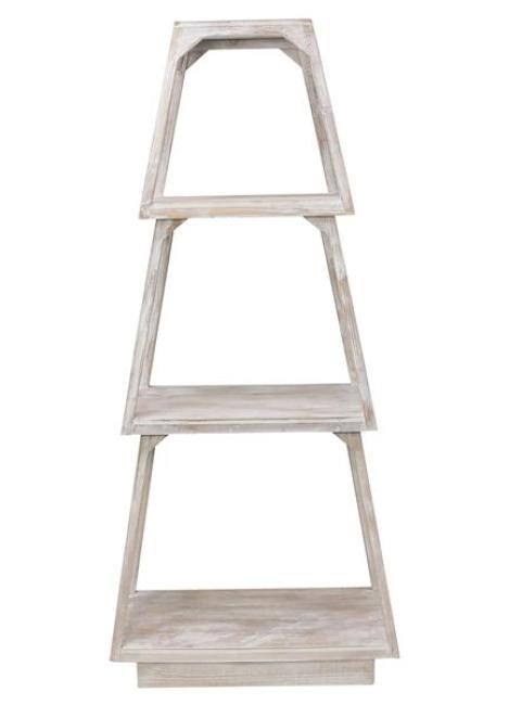 Preview: Steckregal "Shabby" aus Holz, Pyramide mit 3 Ebenen, Standregal Shabby Chic weiß, Regal stehend, Stufenregal für Wohnzimmer