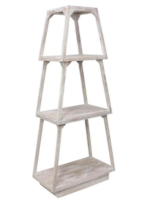 Preview: Steckregal "Shabby" aus Holz, Pyramide mit 3 Ebenen, Standregal Shabby Chic weiß, Regal stehend, Stufenregal für Wohnzimmer