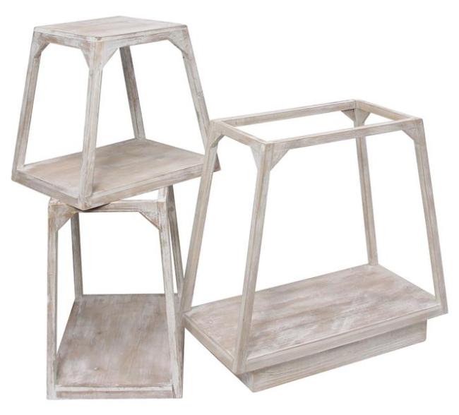 Steckregal "Shabby" aus Holz, Pyramide mit 3 Ebenen, Standregal Shabby Chic weiß, Regal stehend, Stufenregal für Wohnzimmer