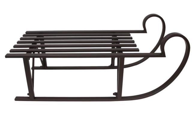 Preview: Großer Schlitten "Klassik" aus Metall, braun, 80 cm lang, Dekoschlitten Retro Design, Outdoor Weihnachtsdeko, Winterdeko, Gartendeko für Draußen