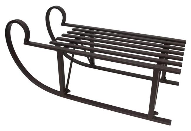 Preview: Großer Schlitten "Klassik" aus Metall, braun, 80 cm lang, Dekoschlitten Retro Design, Outdoor Weihnachtsdeko, Winterdeko, Gartendeko für Draußen