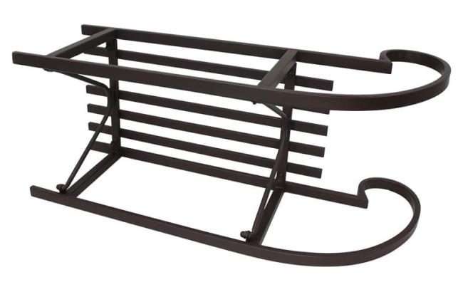 Großer Schlitten "Klassik" aus Metall, braun, 80 cm lang, Dekoschlitten Retro Design, Outdoor Weihnachtsdeko, Winterdeko, Gartendeko für Draußen
