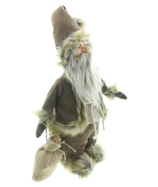 Preview: Weihnachtsmann "Braun" aus Kunstfell & Textil, 54 cm hoch, Weihnachtsmannfigur, Nikolaus, Santa Claus Figur, Weihnachtsdeko
