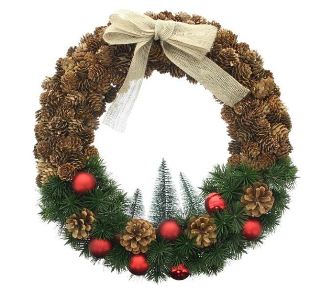 Preview: Dekokranz "Weihnachtszeit" Türkranz Ø 43 cm groß, Wandkranz, Weihnachtskranz, Weihnachtsdeko