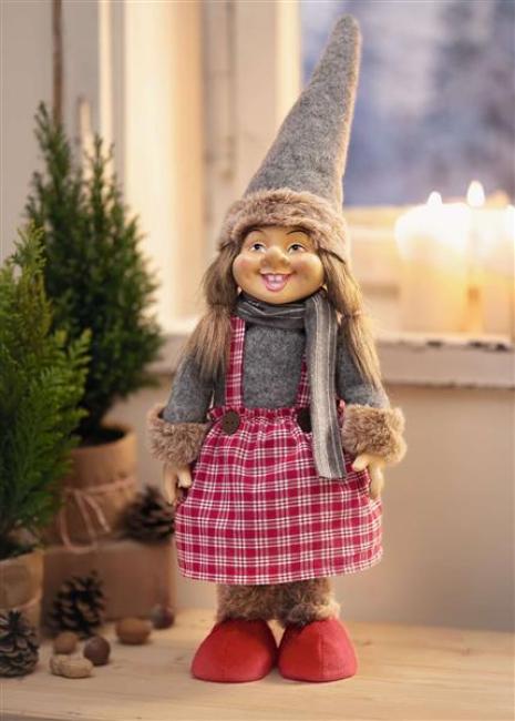 Preview: Wichtelmädchen "Ronja" Wichtel 45 cm hoch, bewegliche Arme, Winterdeko, Dekowichtel aus Textil, Weihnachtswichtel, Weihnachtsdeko