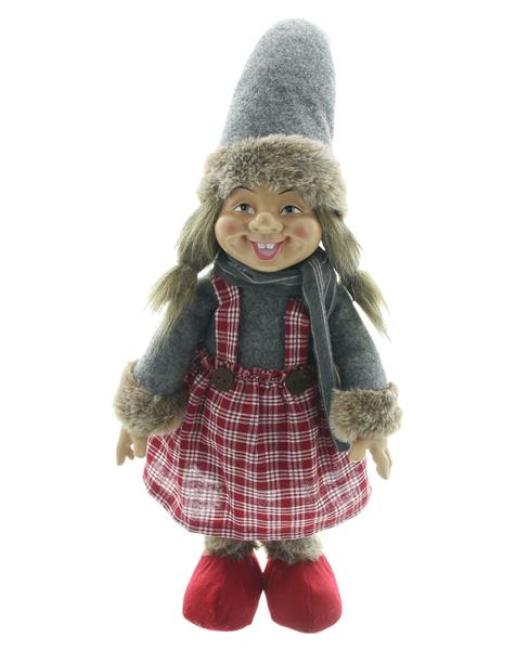 Preview: Wichtelmädchen "Ronja" Wichtel 45 cm hoch, bewegliche Arme, Winterdeko, Dekowichtel aus Textil, Weihnachtswichtel, Weihnachtsdeko