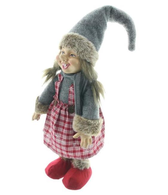 Preview: Wichtelmädchen "Ronja" Wichtel 45 cm hoch, bewegliche Arme, Winterdeko, Dekowichtel aus Textil, Weihnachtswichtel, Weihnachtsdeko