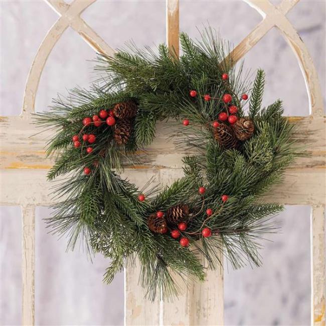 Preview: Dekokranz "Beeren & Zapfen" Kranz Ø 40 cm groß, Weihnachtskranz, Tannenkranz, Wandkranz, Türkranz, Weihnachtsdeko