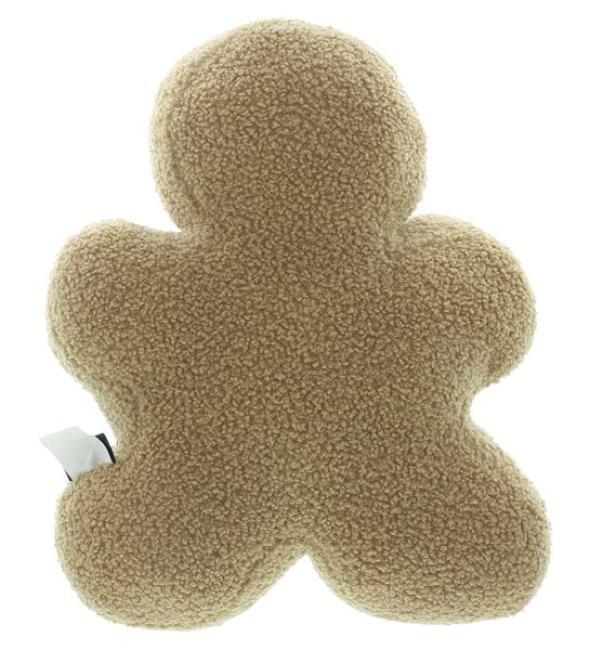 Dekokissen "Lebkuchenmann" saisonale Weihnachtsdeko aus Teddyfleece, Sofakissen mit Füllung & Bezug, kuscheliges Zierkissen, Couchkissen, Kissen