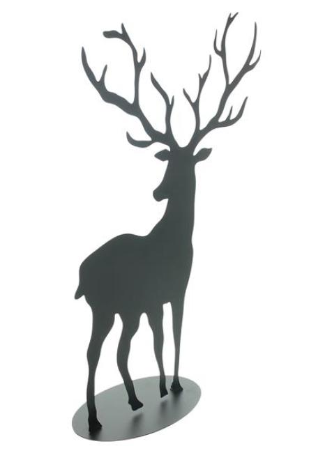 Deko Figur "Hirsch" aus Metall, schwarz, 72 cm hoch, Weihnachtsdeko, Tierfigur, Winterdeko, Hirschfigur