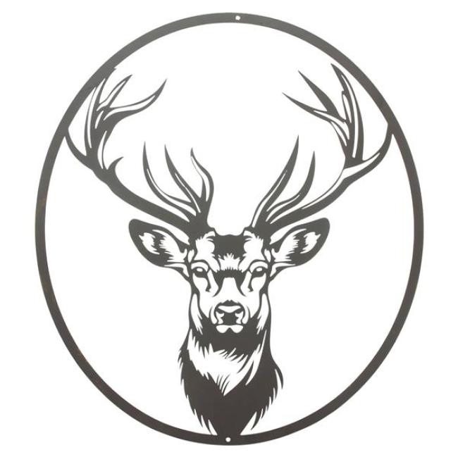 Preview: Wanddeko "Hirsch" aus Metall mit Rost Finish, 45 x 50 cm, Wandbild, Wandschmuck, Metalldeko
