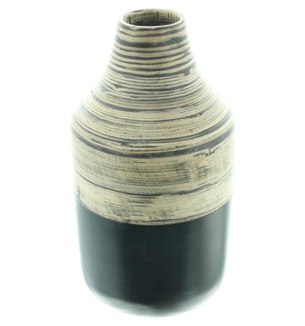 Preview: Dekovase "Black Bamboo" aus Bambus, natur & schwarz, Blumenvase 24 cm hoch, Vase für Trockenblumen, Gräser, Äste