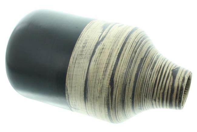 Dekovase "Black Bamboo" aus Bambus, natur & schwarz, Blumenvase 24 cm hoch, Vase für Trockenblumen, Gräser, Äste