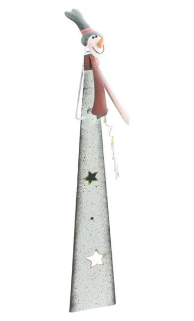 Winterdeko "Schneemann" aus Metall, Teelichthalter, 70 cm hoch, Outdoor Weihnachtsdeko, Gartendeko