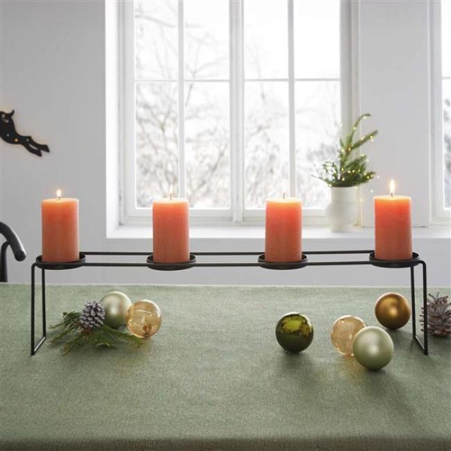 Preview: Kerzenständer "Quattro" aus Metall, schwarz, Kerzenhalter für 4 Stumpenkerzen / Teelichter, 59 cm lang