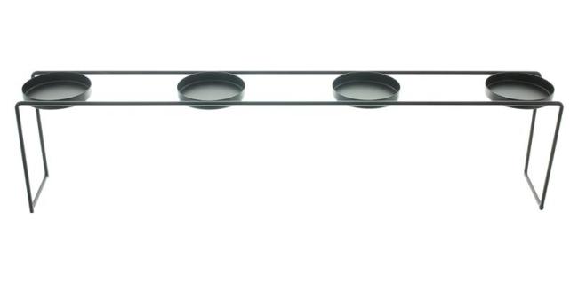 Preview: Kerzenständer "Quattro" aus Metall, schwarz, Kerzenhalter für 4 Stumpenkerzen / Teelichter, 59 cm lang
