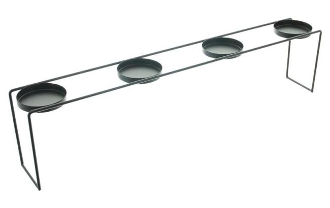 Kerzenständer "Quattro" aus Metall, schwarz, Kerzenhalter für 4 Stumpenkerzen / Teelichter, 59 cm lang