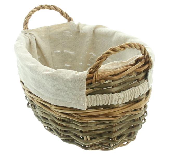 Preview: Weidenkorb "Dezent" Brotkörbchen aus Spaltweide, 30x22 cm, Aufbewahrungskorb mit Stoffeinlage, Ordnungskorb