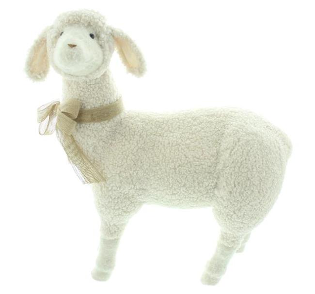 Preview: Dekofigur "Schaf" 56 cm groß, Osterdeko mit Teddyfell, Wohnzimmer Deko Figur für Ostern