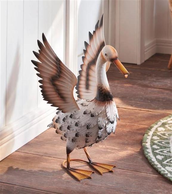 Preview: Dekofigur "Gans" aus Metall, 43 cm hoch, Frühlingsdeko, Osterdeko, Gänsedeko groß