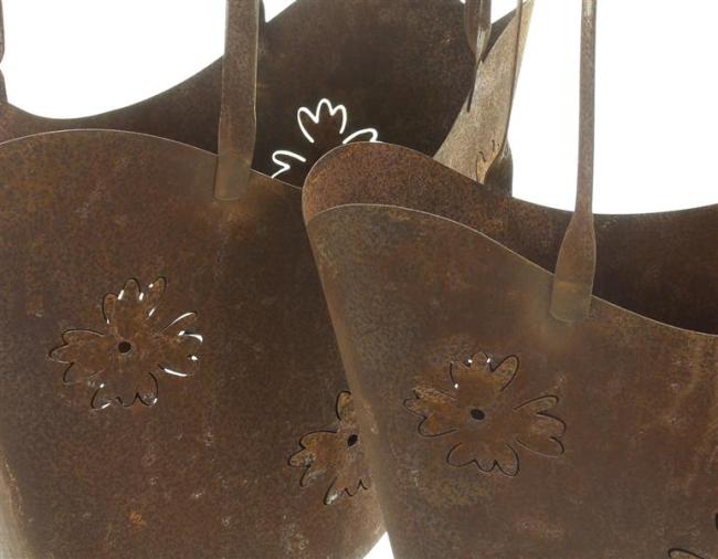 2x Pflanzer "Tasche" aus Metall mit Rost Finish, Pflanztopf in Taschenform, Pflanzgefäß, Gartendeko für Draußen, Pflanztasche