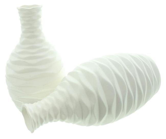 Preview: 2x Dekovase "White" aus Porzellan, creme-weiß, 24 + 28 cm hoch, Blumenvase, Vasen-Set, Tischvase