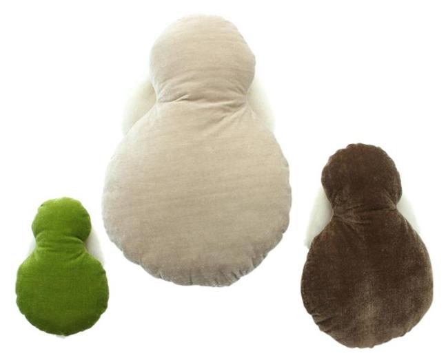 3x Dekokissen "Hase" aus samtigem Stoff, grün beige und braun, Sofakissen mit Füllung & Bezug, kuschelige Zierkissen, Couchkissen, Kissen