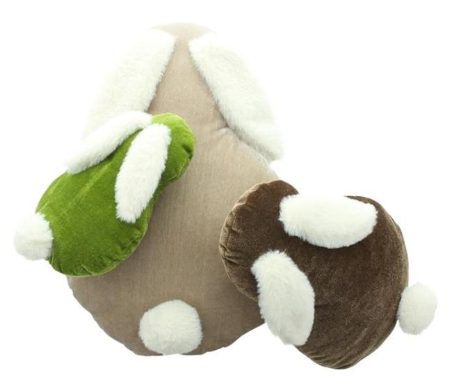 3x Dekokissen "Hase" aus samtigem Stoff, grün beige und braun, Sofakissen mit Füllung & Bezug, kuschelige Zierkissen, Couchkissen, Kissen
