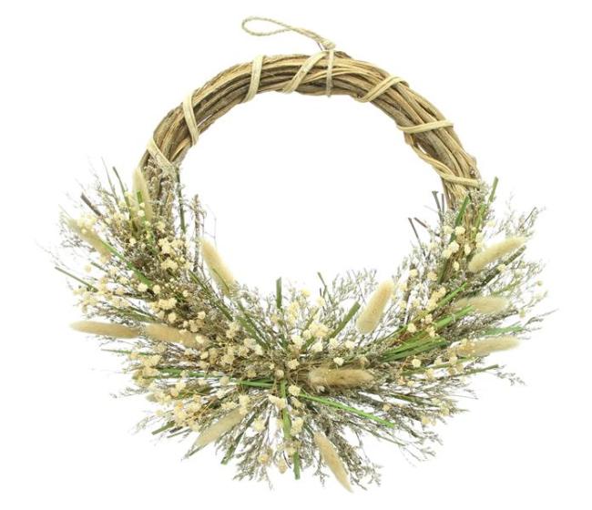 Preview: großer Kranz "Trockenblumen" aus Rattan, Blumen & Gräser, Dekokranz Ø 40 cm, Rattankranz, Wandkranz, Türkranz
