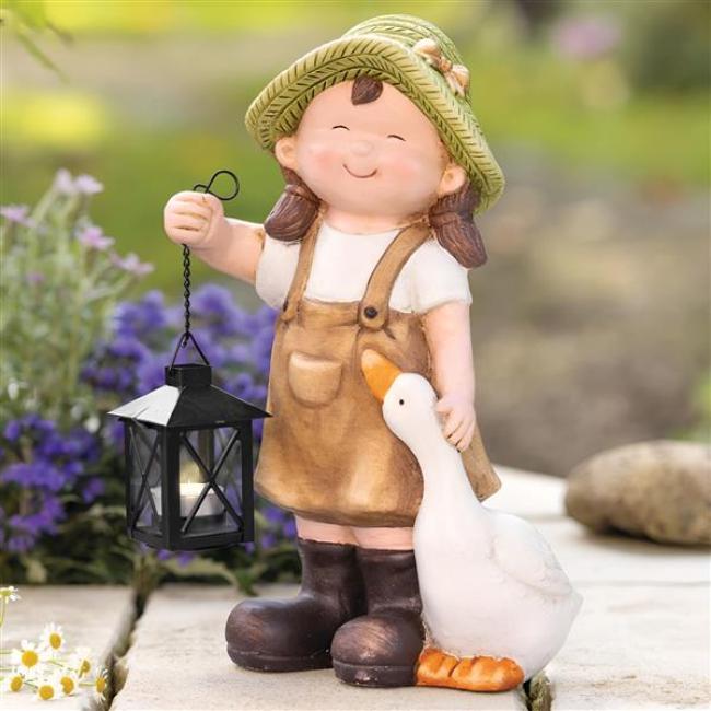 Preview: Dekofigur "Mädchen mit Laterne" Outdoor Gartendeko, Frühlingsdeko, Teelichthalter für Draußen, Balkon & Terrasse