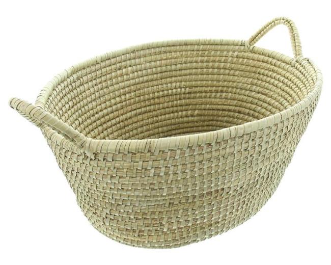 Aufbewahrungskorb "Kaisa" Flechtkorb aus Gras, 55x44 cm groß, oval, Wäschekorb, Kaminholzkorb für Wohnzimmer