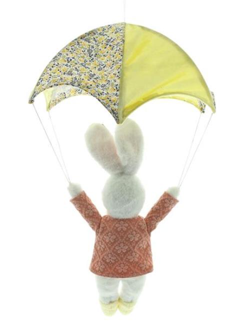 Hase "Fallschirmspringer" Dekofigur für Ostern, 65 cm hoch, Osterhase hängend, Hängedeko, Osterdeko zum Aufhängen