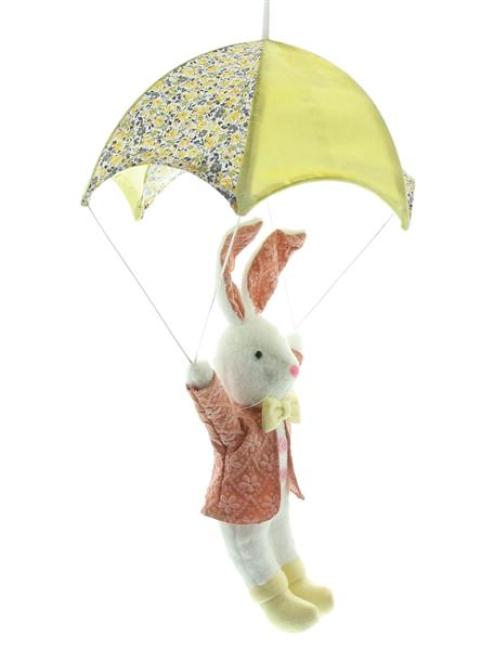 Hase "Fallschirmspringer" Dekofigur für Ostern, 65 cm hoch, Osterhase hängend, Hängedeko, Osterdeko zum Aufhängen