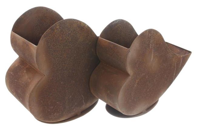 2x Pflanzer "Herz" aus Metall in Rost Finish, liegend, Blumentopf, Pflanztopf, Pflanzgefäß, Gartendeko für Draußen