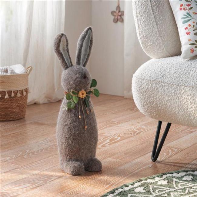 Preview: Hasenfigur "Filz" grau, 50 cm groß, Osterhase Deko, Osterdeko Figur, Osterfigur stehend