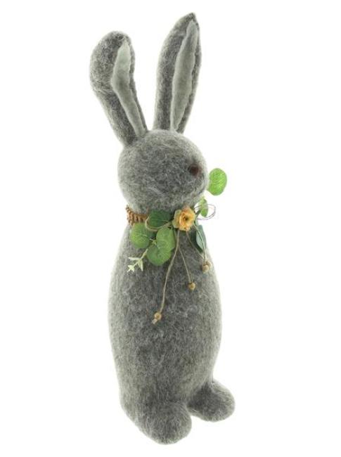 Hasenfigur "Filz" grau, 50 cm groß, Osterhase Deko, Osterdeko Figur, Osterfigur stehend
