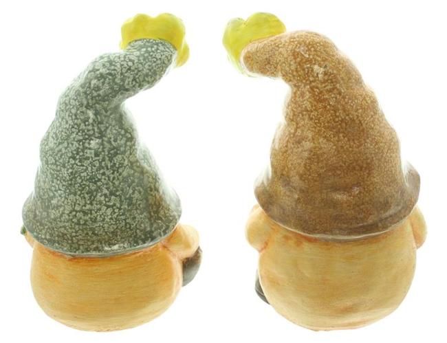 2x Wichtel "Blümchen" aus Polyresin, Gartendeko wetterfest, Gartenzwerg, Gnom, Outdoor Garten Dekofigur