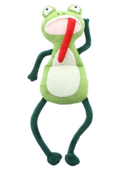 Preview: Türstopper "Frosch" für Glastüren, aus Stoff, schwer, lustiger Tür- & Fensterstopper, Boden Türkeil, Türpuffer flach