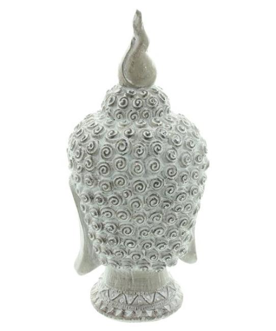Buddha Figur "Relax" Gartendeko aus Magnesiumoxid, braun / weiß gekalkt, Buddha Kopf 32 cm groß