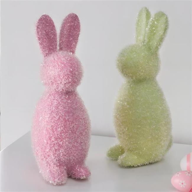 Preview: 2x Hasenfigur "Zuckerhase" aus Kunststoff, 24 cm groß, Osterdeko, Osterhase, Deko Figur, Osterfigur