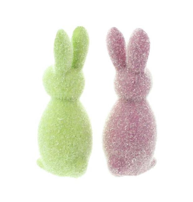 2x Hasenfigur "Zuckerhase" aus Kunststoff, 24 cm groß, Osterdeko, Osterhase, Deko Figur, Osterfigur
