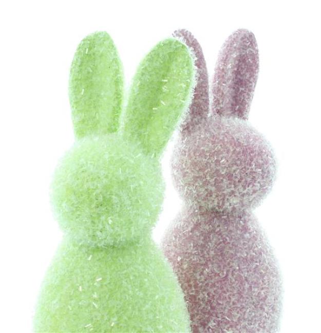 2x Hasenfigur "Zuckerhase" aus Kunststoff, 24 cm groß, Osterdeko, Osterhase, Deko Figur, Osterfigur
