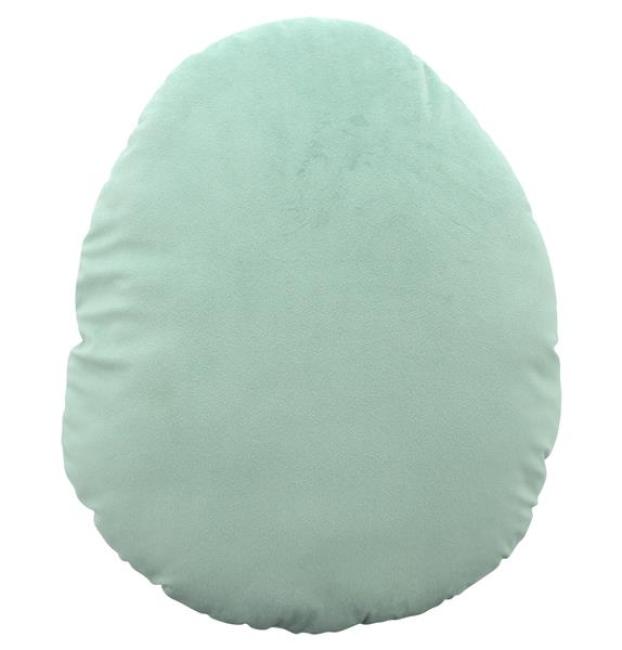 Dekokissen "Osterei" aus Samt in mint grün, Sofakissen mit Hase aus Kunstfell, Zierkissen 33 x 43 cm, Couchkissen Ostern