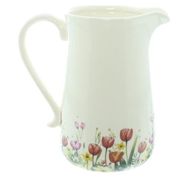 Dekovase "Häschen" aus Porzellan, glänzend, Tulpenvase 19 cm hoch, Blumenvase, Vase, Dekokanne