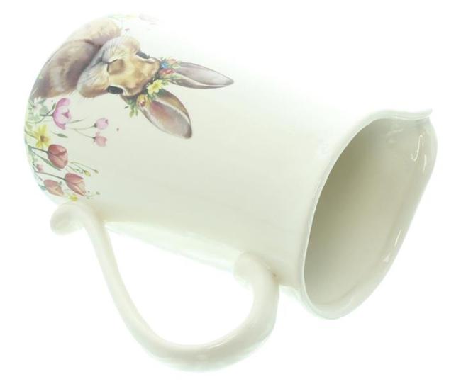 Dekovase "Häschen" aus Porzellan, glänzend, Tulpenvase 19 cm hoch, Blumenvase, Vase, Dekokanne